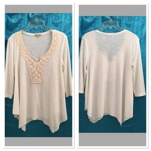 Democracy Top Asymmetrical hem size Sm cream *NOTE